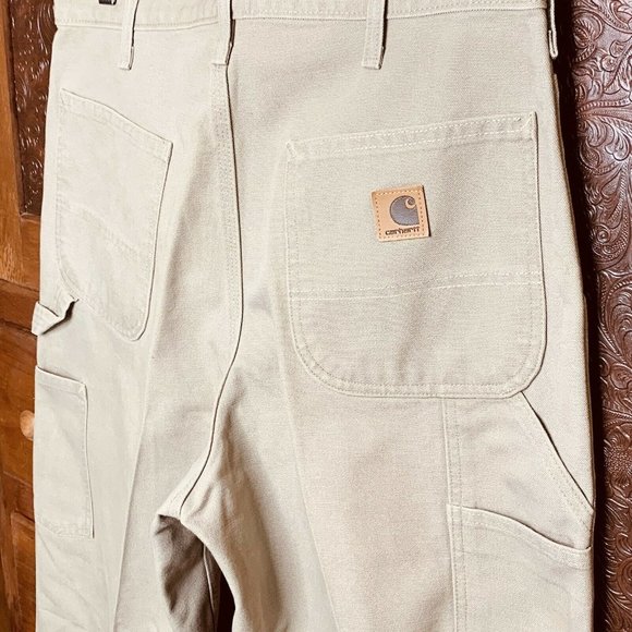 NEW Carhartt Dungaree Fit Mens Pants 34X36 Tan Carpenter Work Chore NWOT - Picture 7 of 11